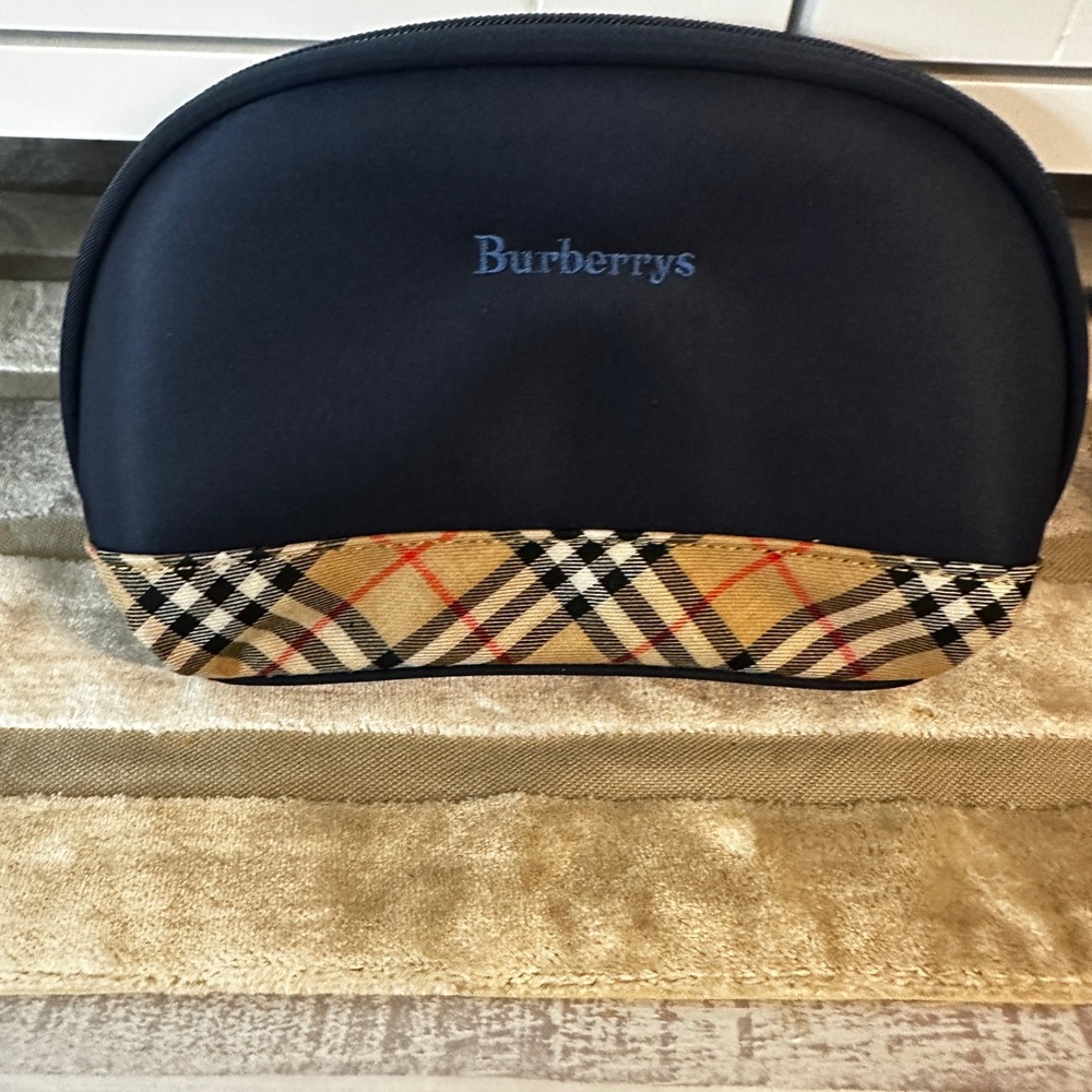 Authentic Navy Blue Burberry zipper bag